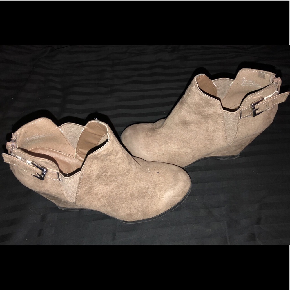 Tan suede wedges
